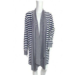 Chico's Zenergy Blue Striped Open Cardigan Sweater Size 2 Large